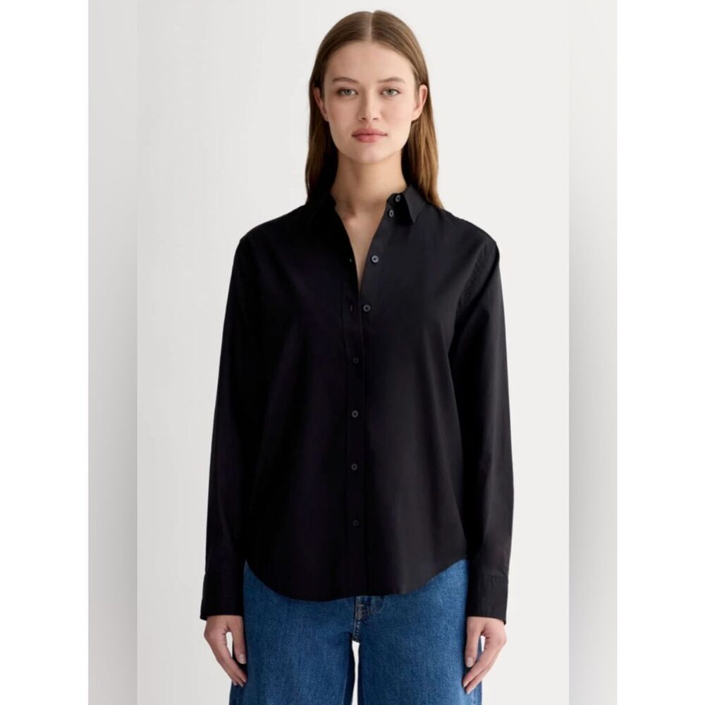 New Everlane THE MUST-HAVE SHIRT IN SILKY COTTON in Black Size 16